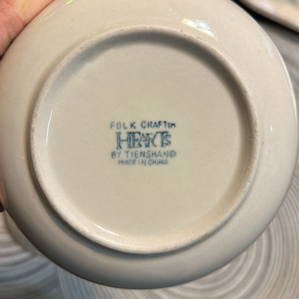 Folk Craft by Tienshan Made in China Blue and White Heart Pattern Bowls 4 pc set - Picture 3 of 6